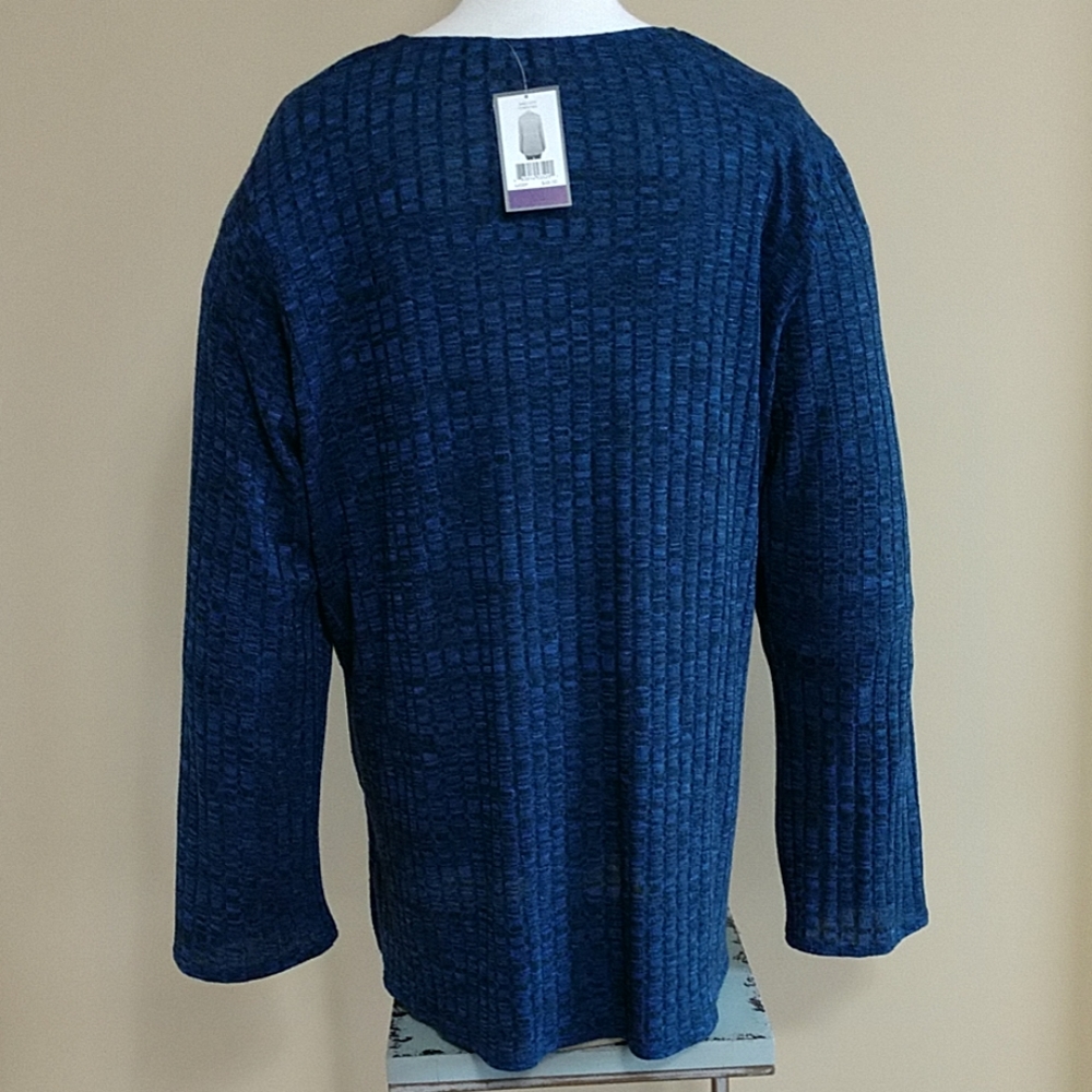 NEW Sweater Tunic Lace Up Grommet Navy Blue Split Side Soft Women's Chenault XXL - Picture 5 of 8